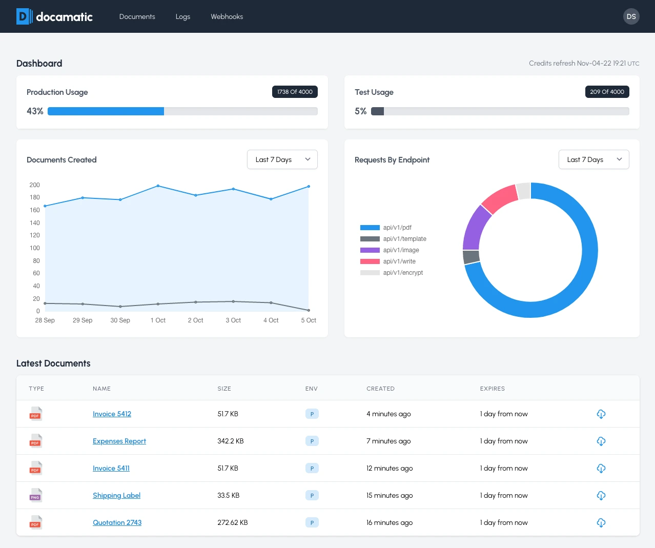 Docamatic Dashboard