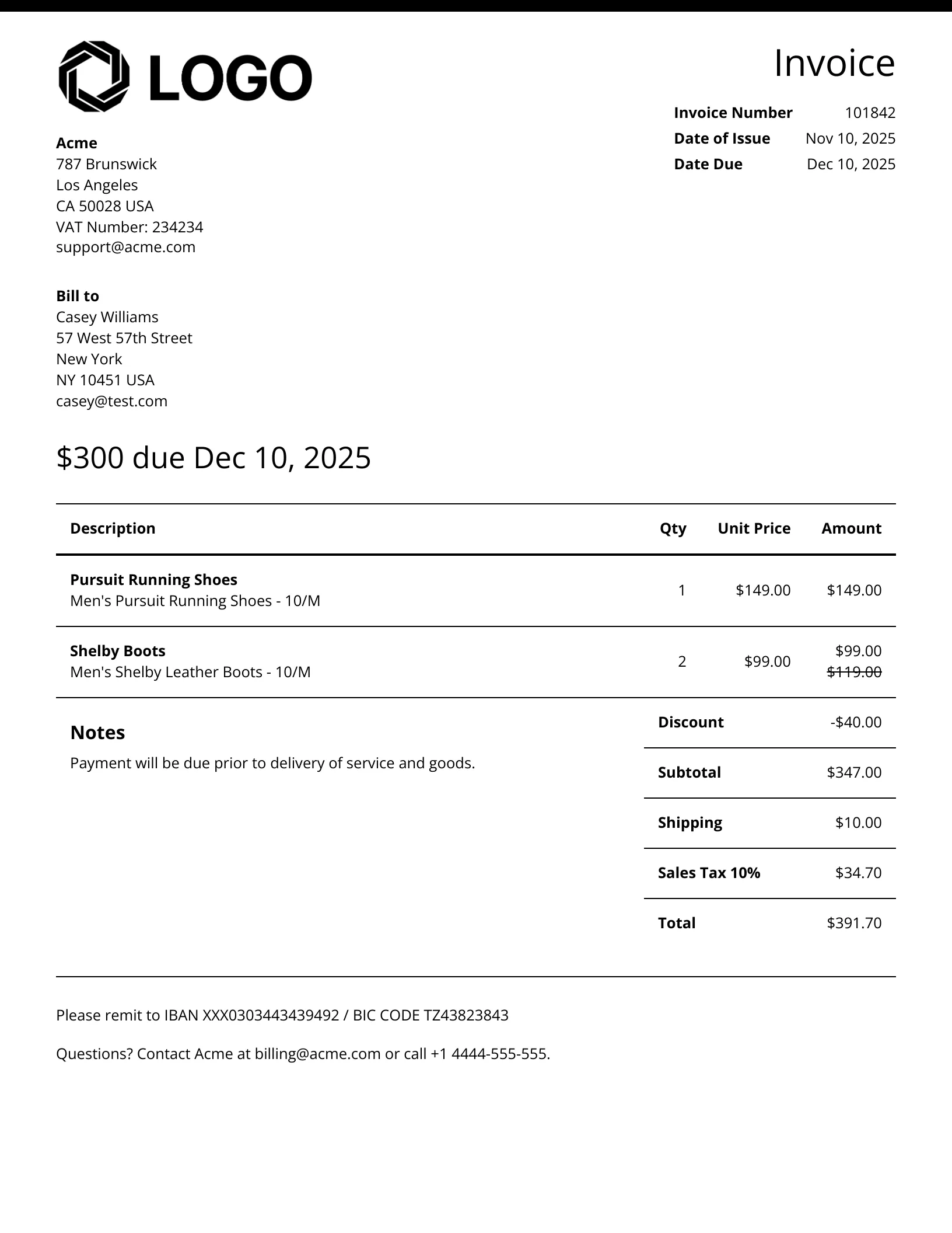 Invoice (services)